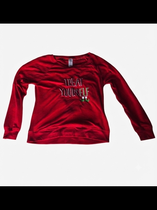 Source Unknown Tops - 💖=3/$20 Holiday "Treat Yourself" Red Christmas Sweatshirt Size Large
